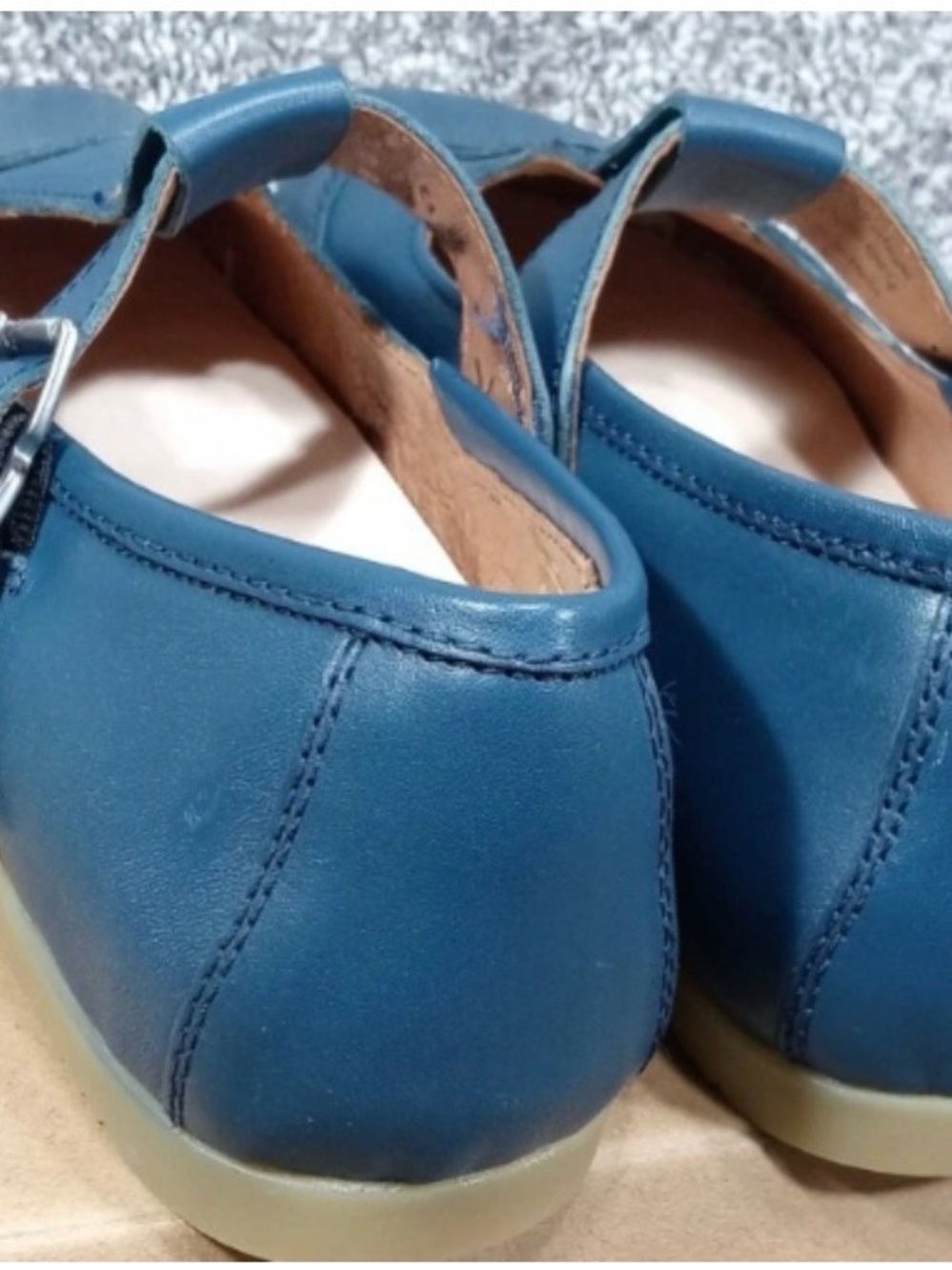 Blue Women's Leather Mary Jane Comfort Shoes - Picture 3 of 9